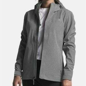The North Face heather grey soft shell hoodie rain jacket L